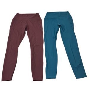 Spyder Active Leggings Lot of 2 Burgundy Turquoise Polyester Women’s Size Small